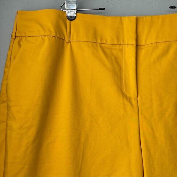 Lane Bryant Plus Size 28 Laney Yellow Capris Crop Pants Classic Wide Leg Twee - Picture 2 of 14